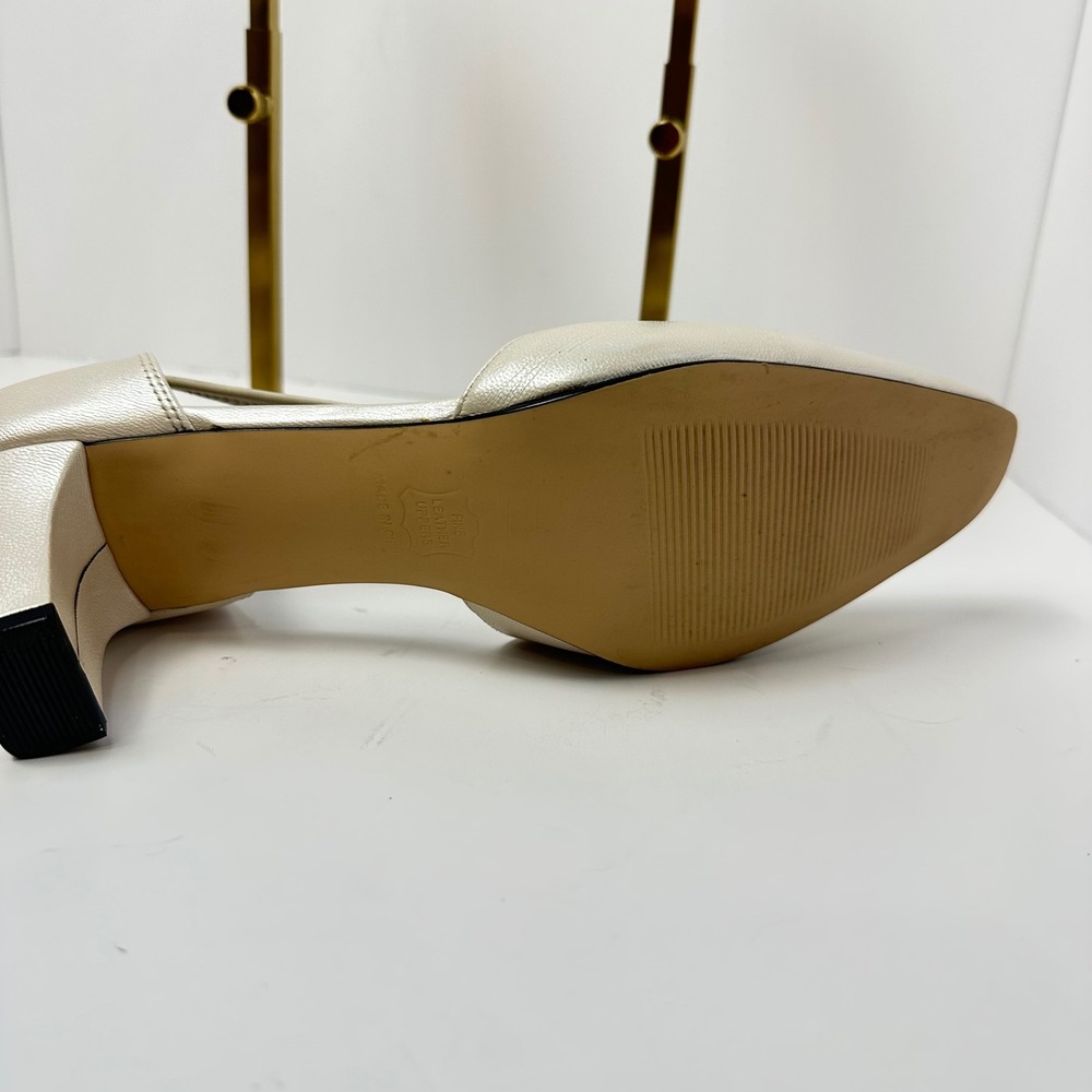Vintage Ros Hommerson Champagne Pearl Leather T-Strap Block Heel pumps 9.5M - Picture 7 of 8